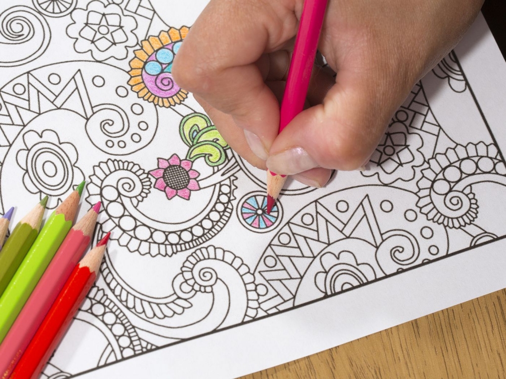 coloring page with colored pencils