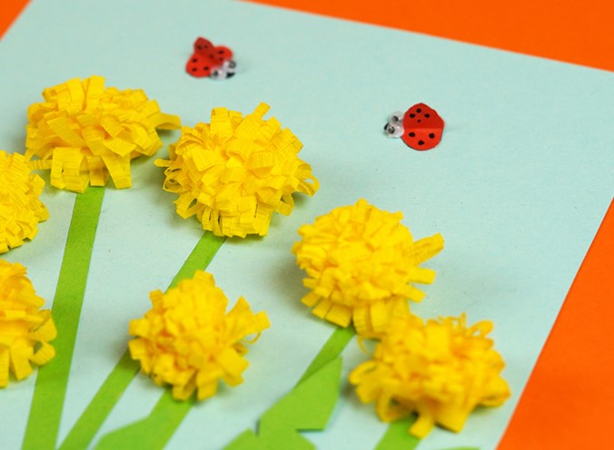 dandelion craft made with streamers