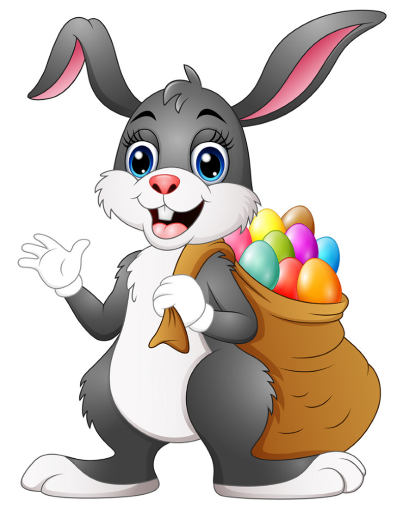 easter bunny with a sack of easter eggs