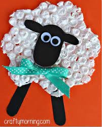 sheep craft made with bubble wrap