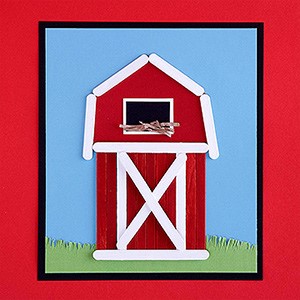barn craft made with craft sticks