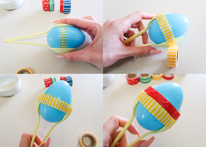 craft of maracas made with plastic eggs