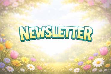 NEWSLETTER SIGN with spring floral backgroun