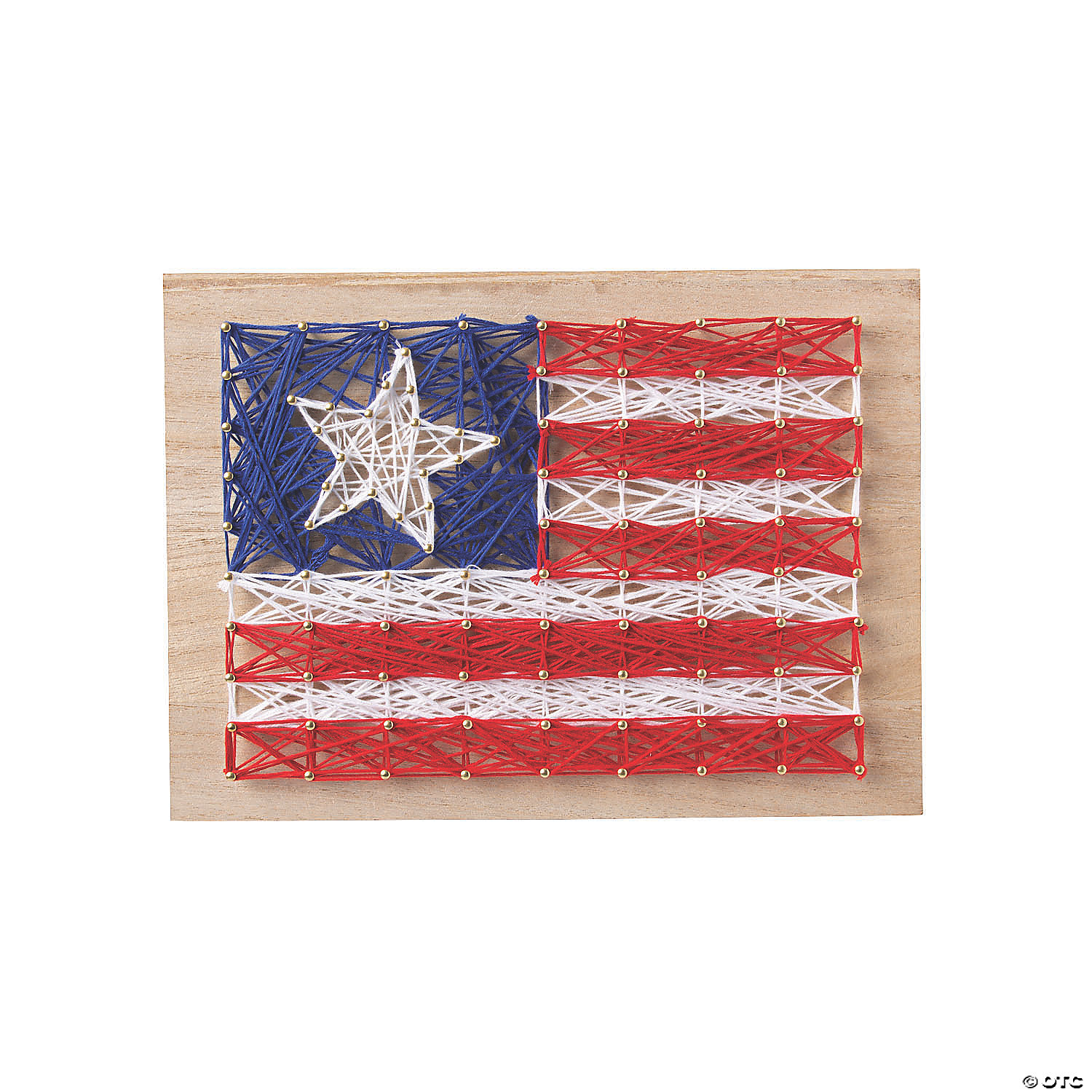 a red white and blue flag made with string art