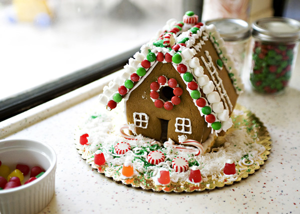 decorated gingerbread house