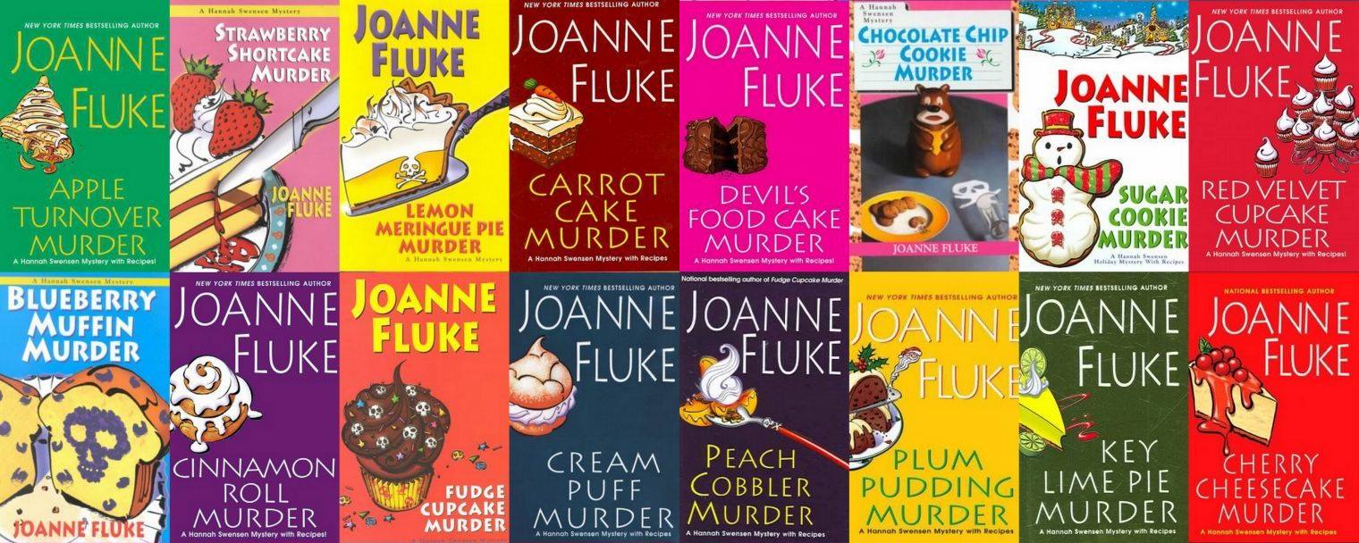 collage of joanne fluke's cozy mysteries