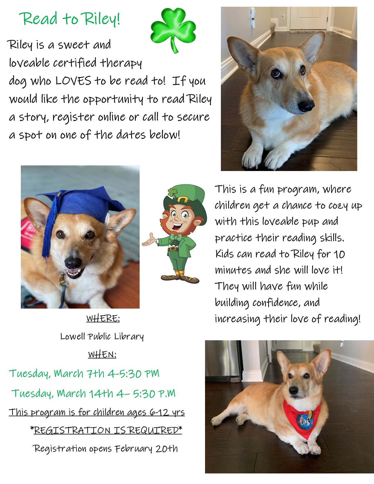 therapy dog program flyer