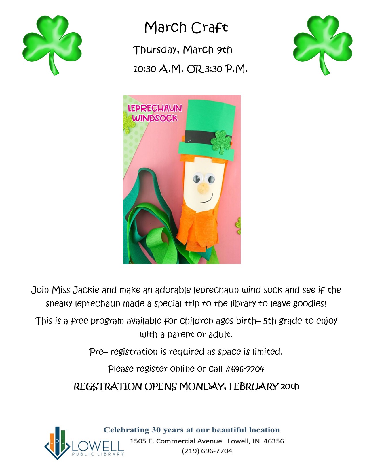 leprechaun windsock craft flyer