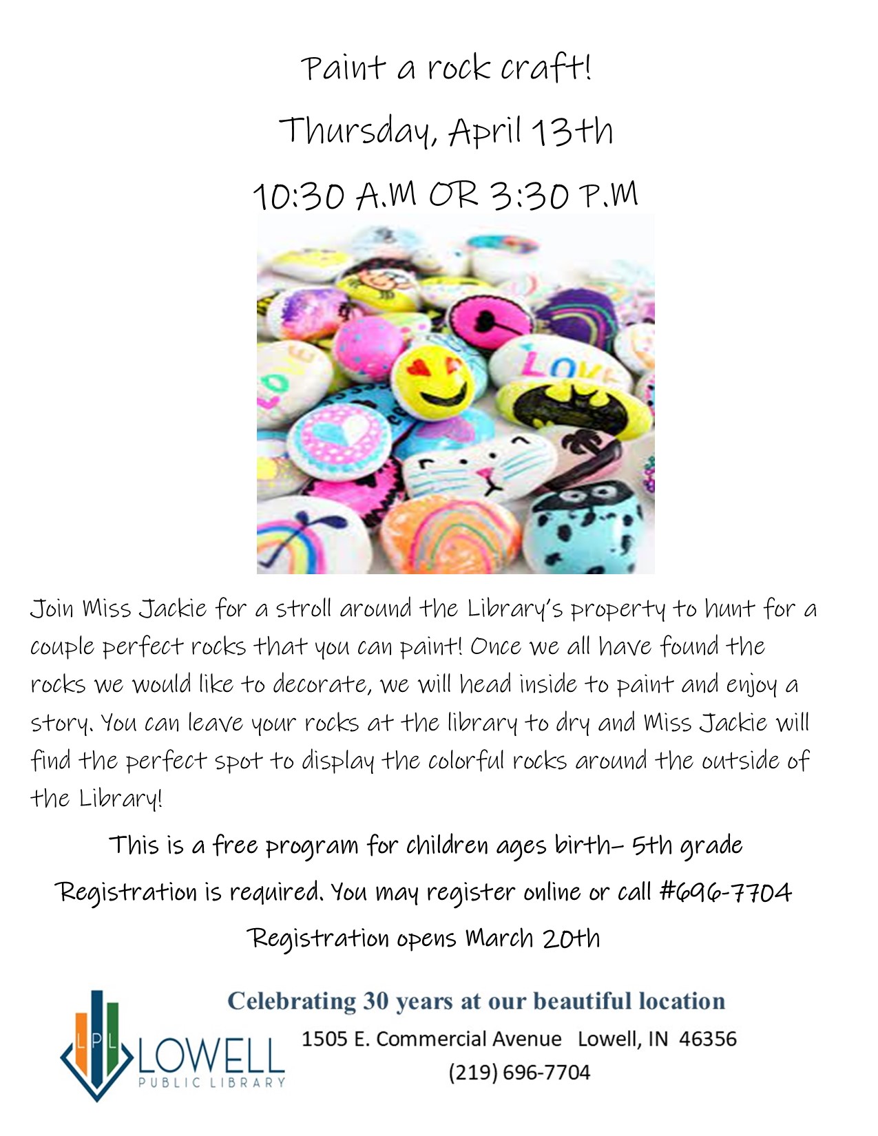 rock painting program flyer