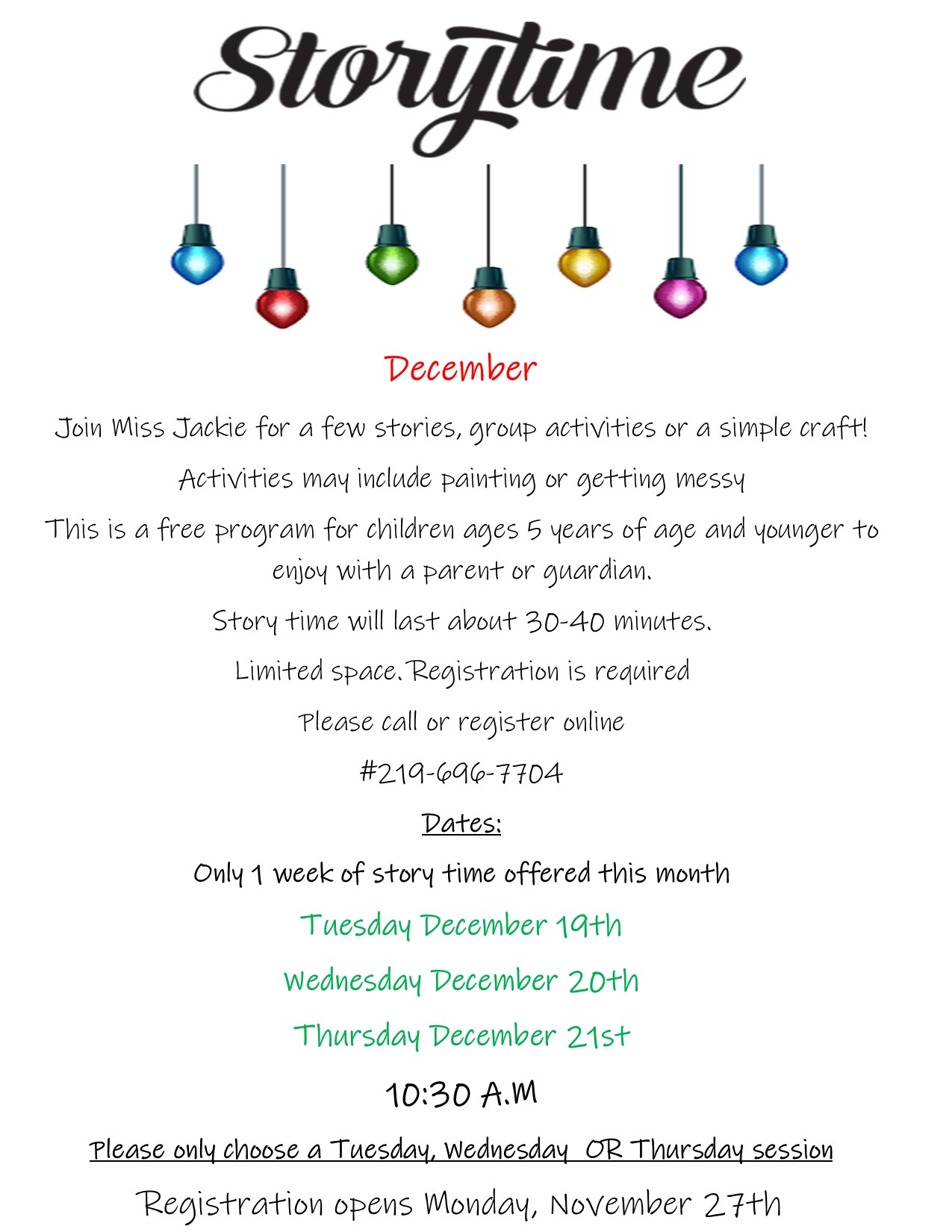 storytime program flyer