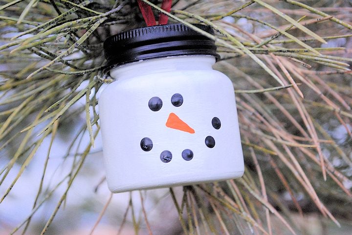 snowman craft made from a jar
