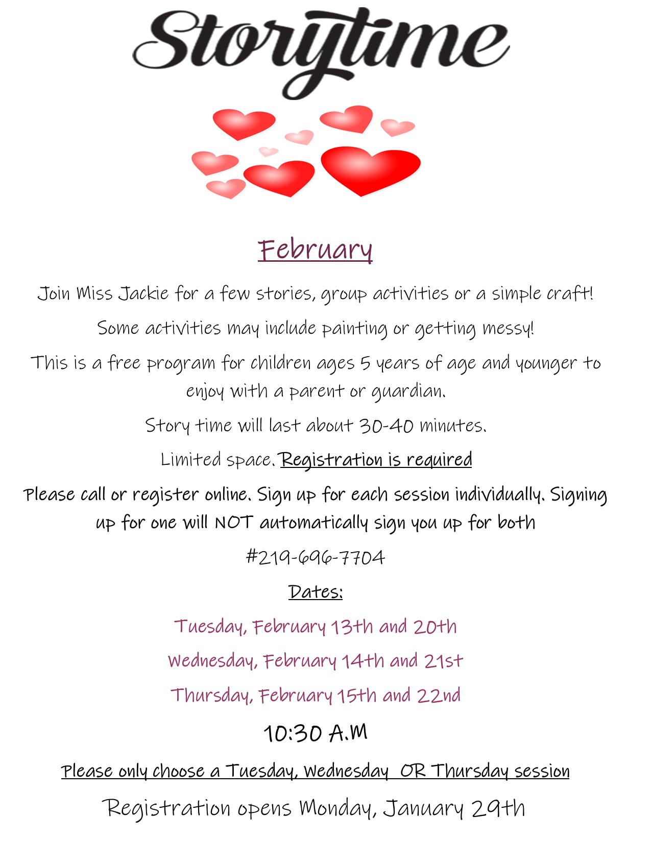 storytime program flyer