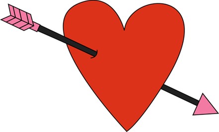 valentine's heart with cupid arrow