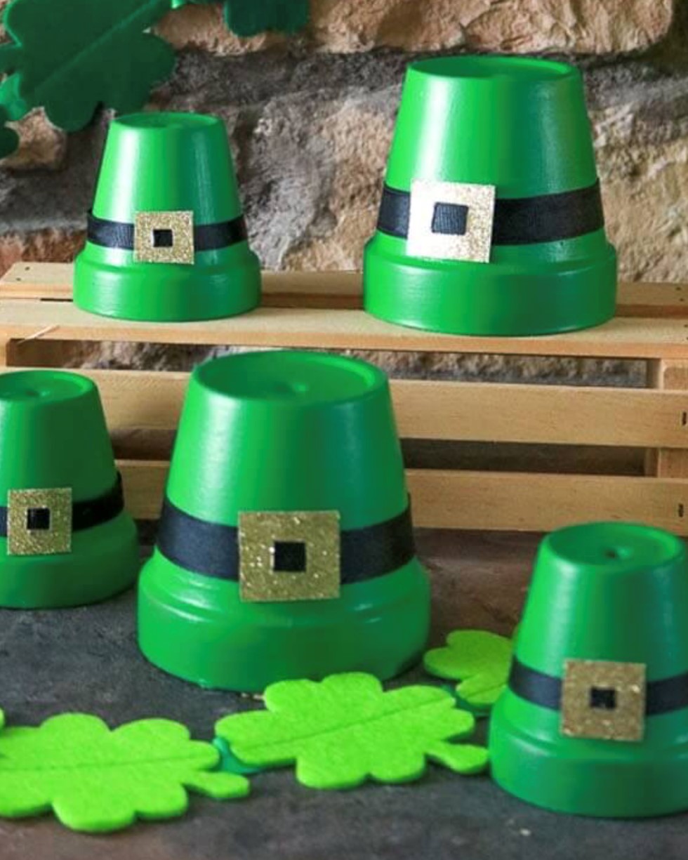leprechaun hat made from upside down flower pot