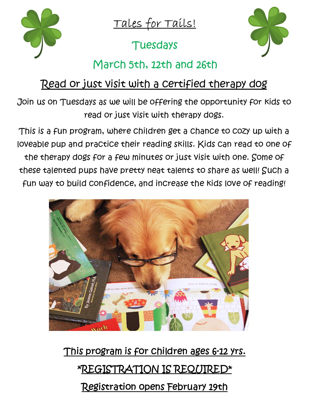 therapy dog program flyer