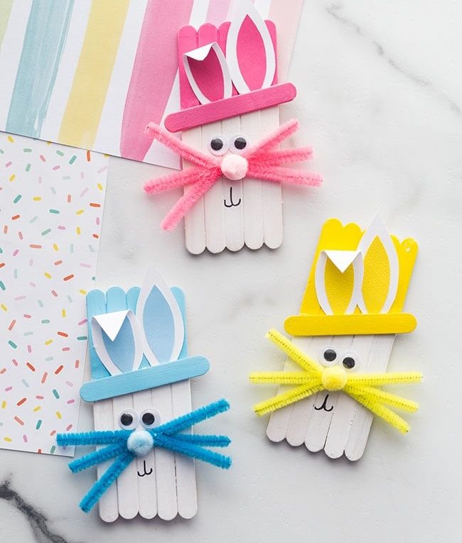 bunny craft made of craft sticks