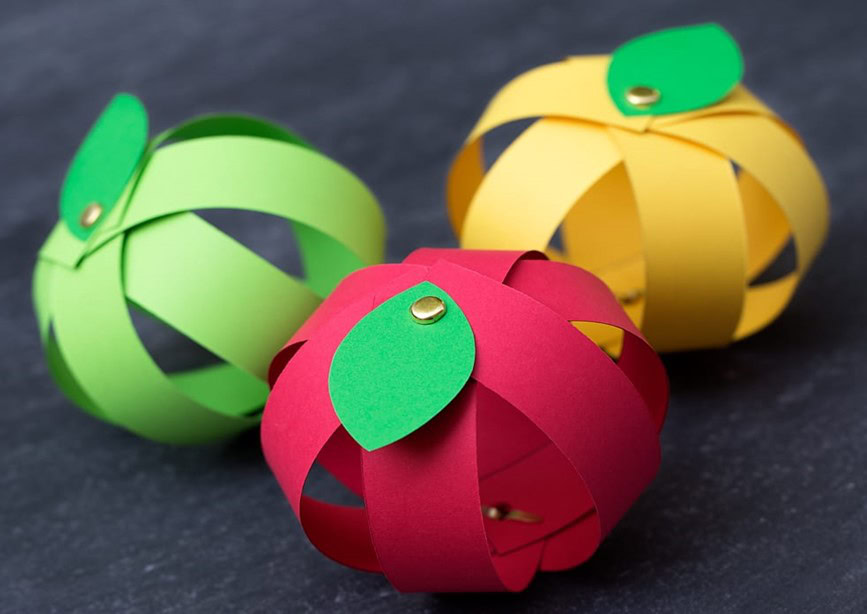 Apple made using strips of paper