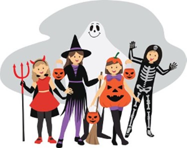 animated children in halloween costumes