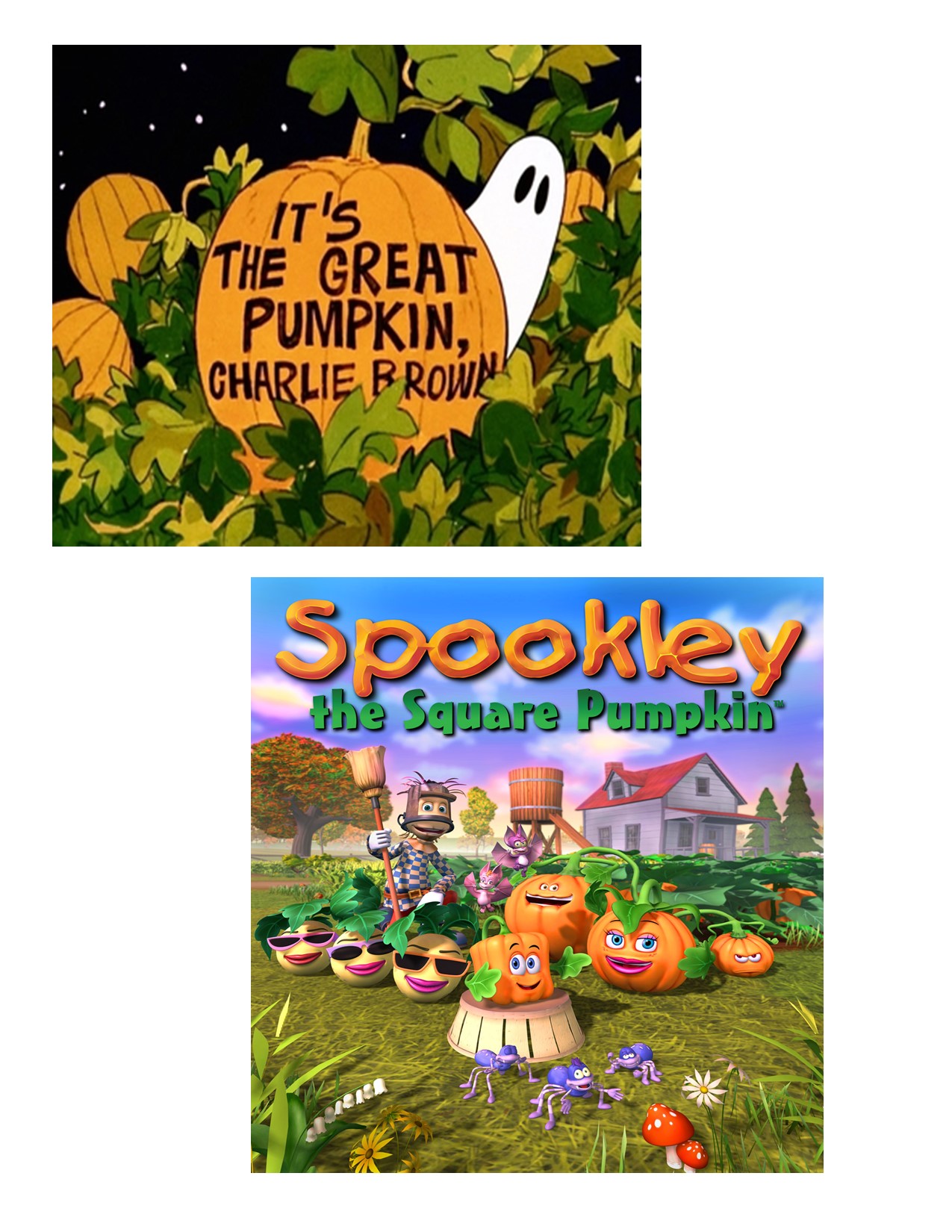 it's the great pumpkin, charlie brown and spooky the square pumpkin