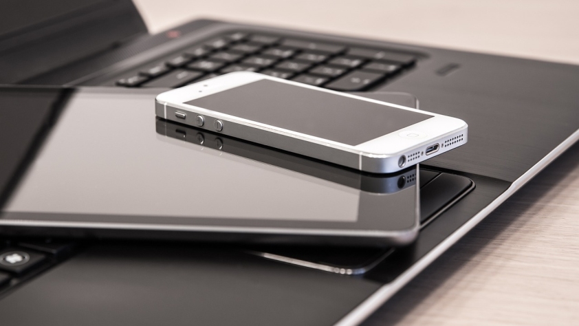 Photo showing laptop, tablet and phone