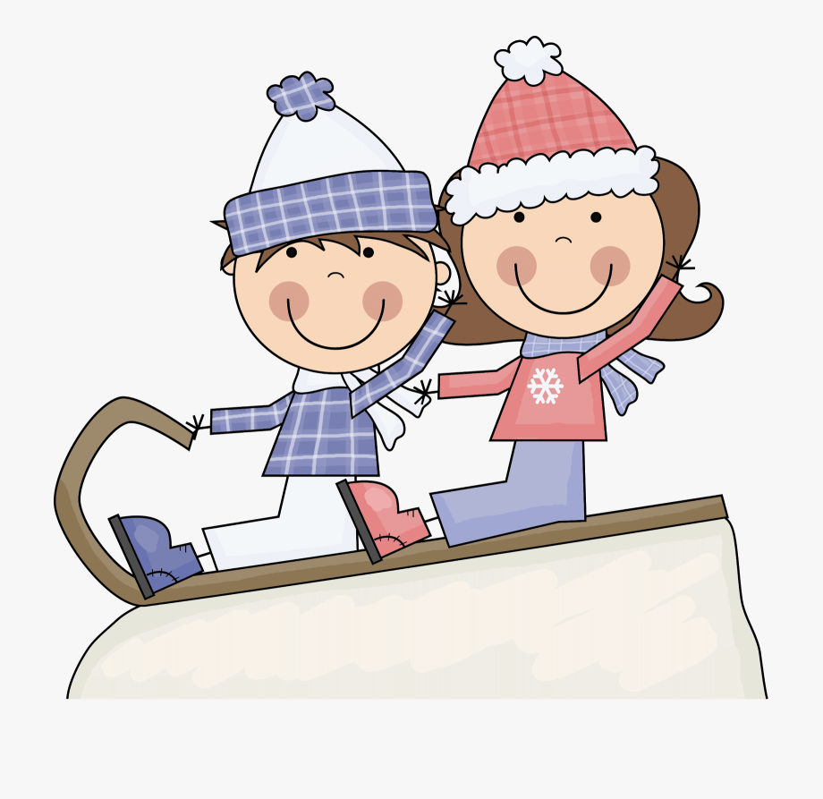 cartoon kids on a sled