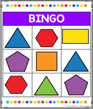 BINGO card with colored shapes