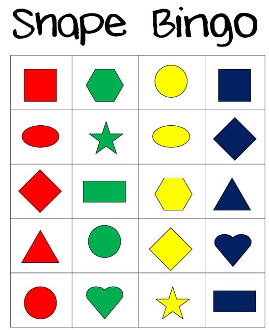 assorted color shapes Bingo