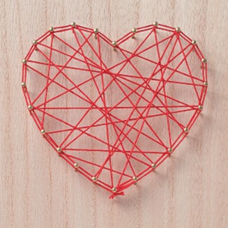 String Art Heart on wood