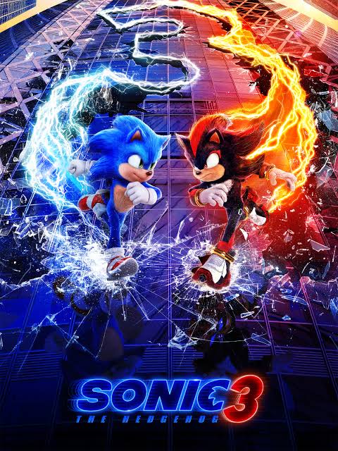 Sonic the Hedgehog & Shadow the Hedgehog racing with the words "Sonic the Hedgehog 3" in blue and red/