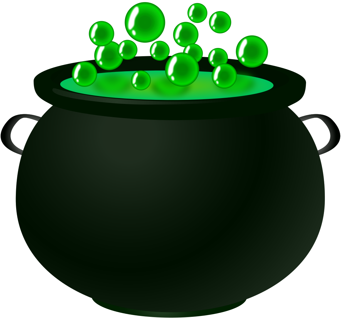 Black witches' cauldron with green bubbles