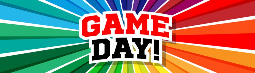 Game day with multi-colored bright background