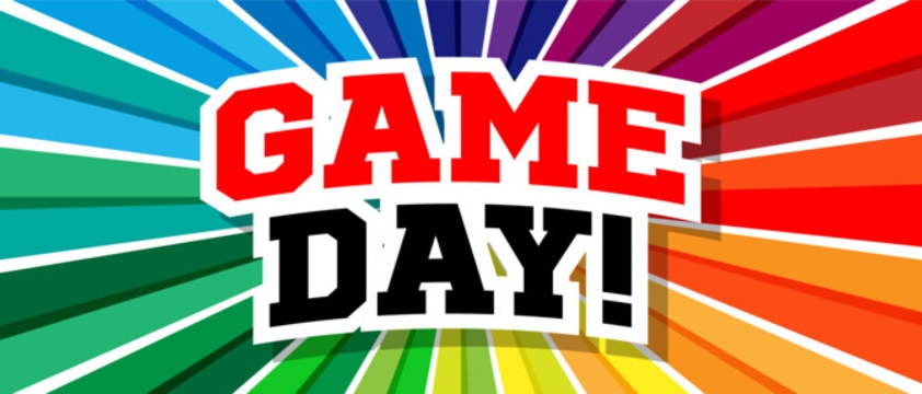 Game day with multi-colored bright background