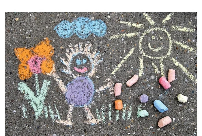 pictures drawn on a sidewalk with chalk