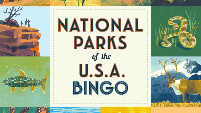 National Parks of the USA Bingo box with various nature photos