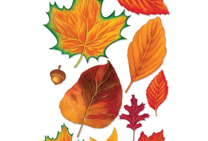 fall colored (red, green and brown) Leaf and acorn paper cut-outs