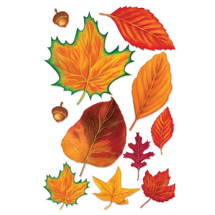 fall colored (red, green and brown) Leaf and acorn paper cut-outs